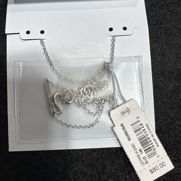 Kendra Scott Letter Disc Pendant Necklace Rhodium Mother-Of-Pearl “H” - Picture 2 of 3